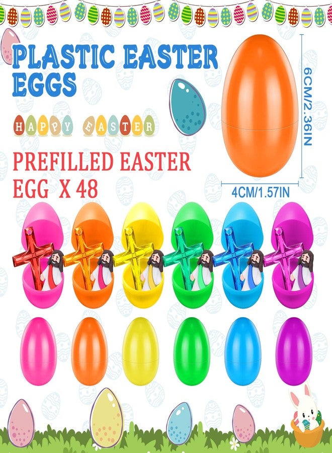 Barydat مجموعة باريدات: ١٤٤ قطعة من مجسمات يسوع الصغيرة، ٤٨ بيضة عيد فصح قابلة للتعبئة، ٤٨ قلادة صليب كريستالية، ٤٨ تمثالاً صغيراً ليسوع، هدية دينية صغيرة، حشوات بيض عيد الفصح، هدايا للحفلات (نمط لون موحد). - Image 3